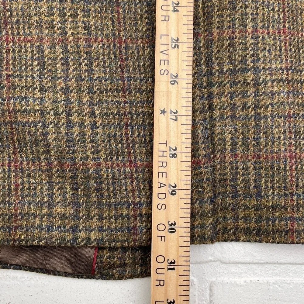 Unbranded Blazer Men 44 Brown Red‎ Plaid Tweed 1 Button Wool VTG Hungary